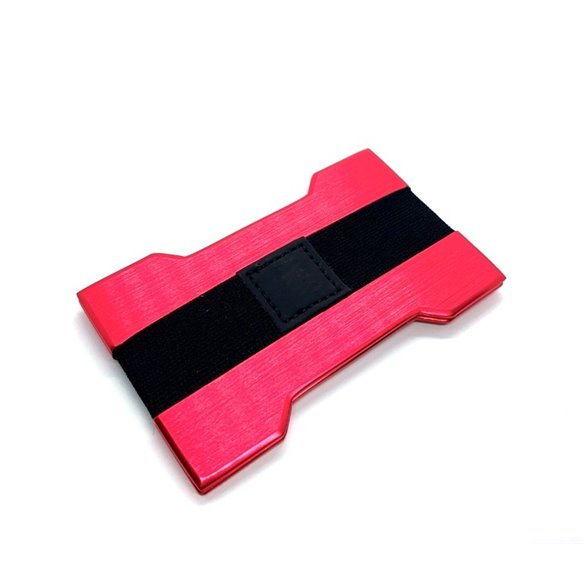 Suport carduri minimalist aluminiu rosu