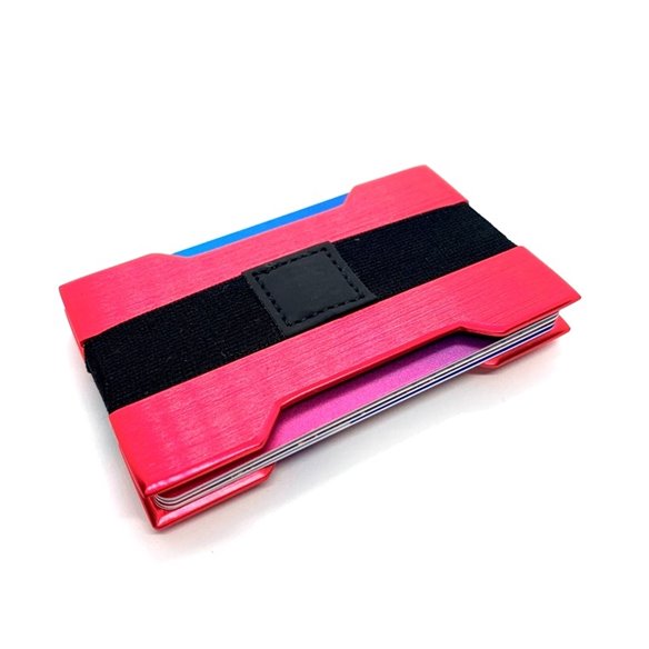 Suport carduri minimalist aluminiu rosu