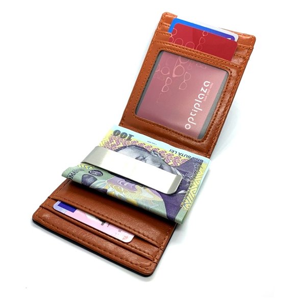 Portofel slim piele negru clips bani