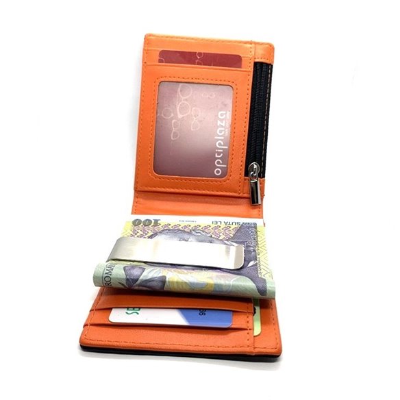 Portofel slim piele negru clips bani3