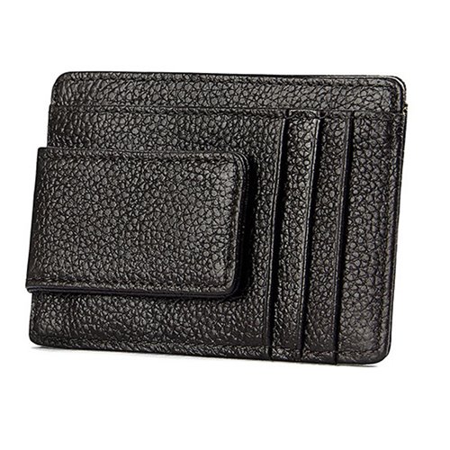 Portofel slim piele negru clips bani5