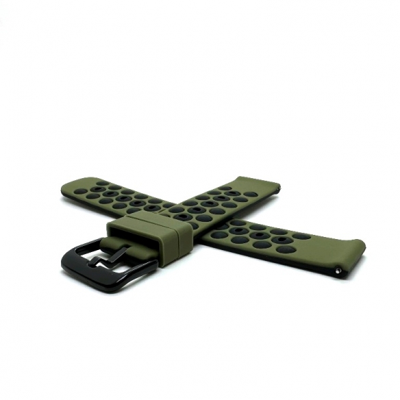Negru-khaki army green Silicon DualTone Perforated