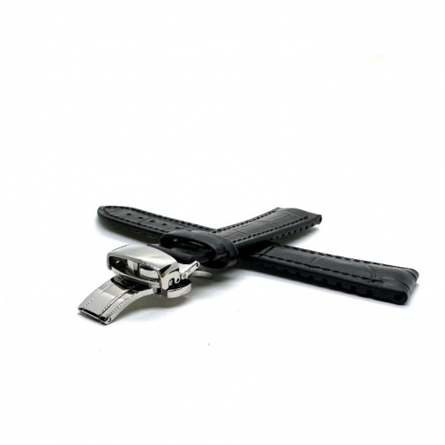 Curea piele dublat silicon negru catarama fluture