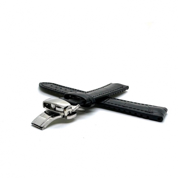 Curea piele dublat silicon negru catarama fluture