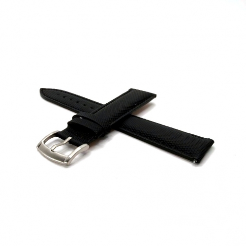 Curea sailcloth negru dublat cu piele maro