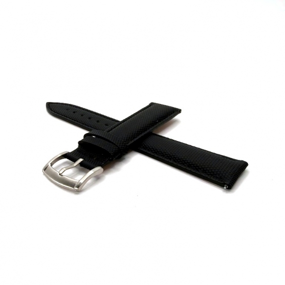 Curea sailcloth negru dublat cu piele maro