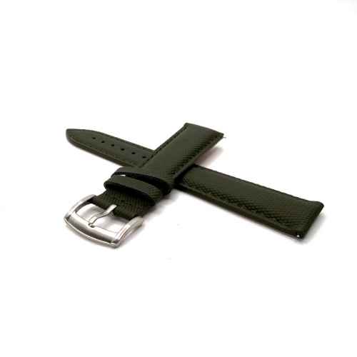 Curea sailcloth verde dublat cu piele maro