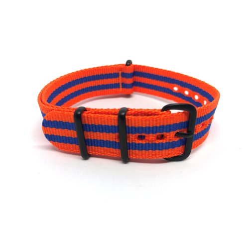 3portocaliu-2albastru 18mm NATO catarama premium neagra